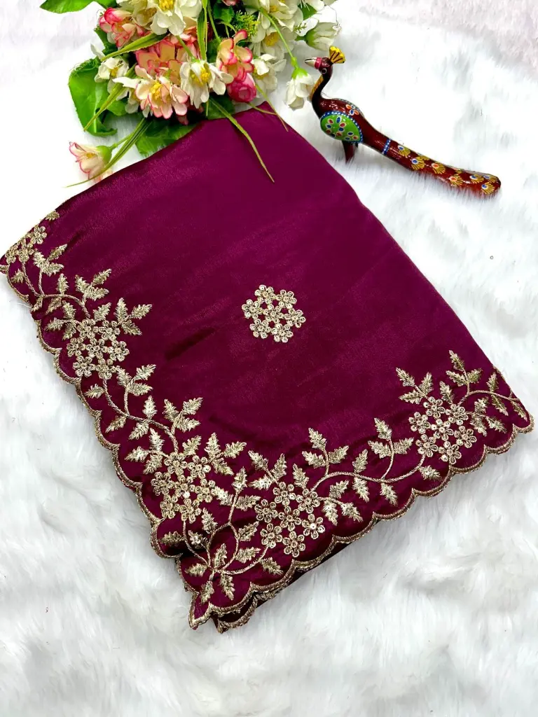 Arrivals embroidary work saree 