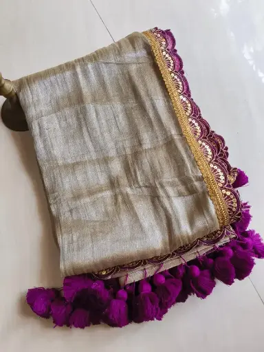 Uppada Tissue Silk Saree With Raw Silk Blouse