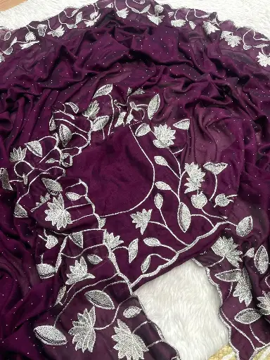 Soft Vichitra Blooming With Beautiful saree with blouse 