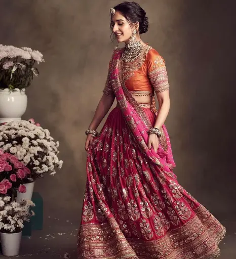 Heavy Embroidery Sequence Work lahenga choli with Dupatta  