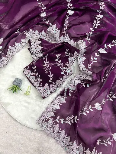 Pure soft zimmy choo silk saree with Blouse