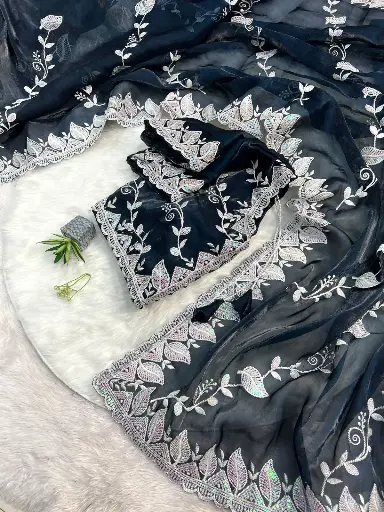 Pure soft zimmy choo silk saree with Blouse