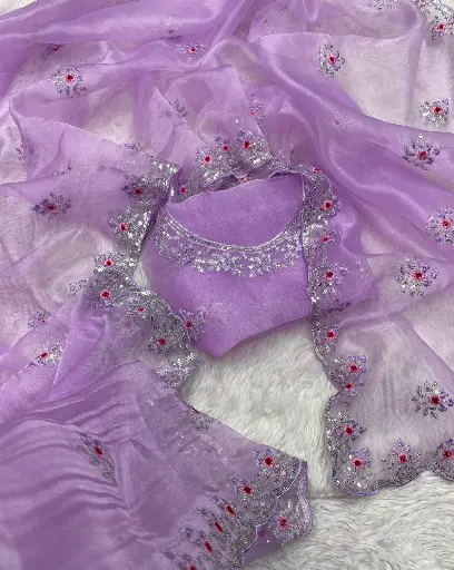soft organze slik saree with blouse 